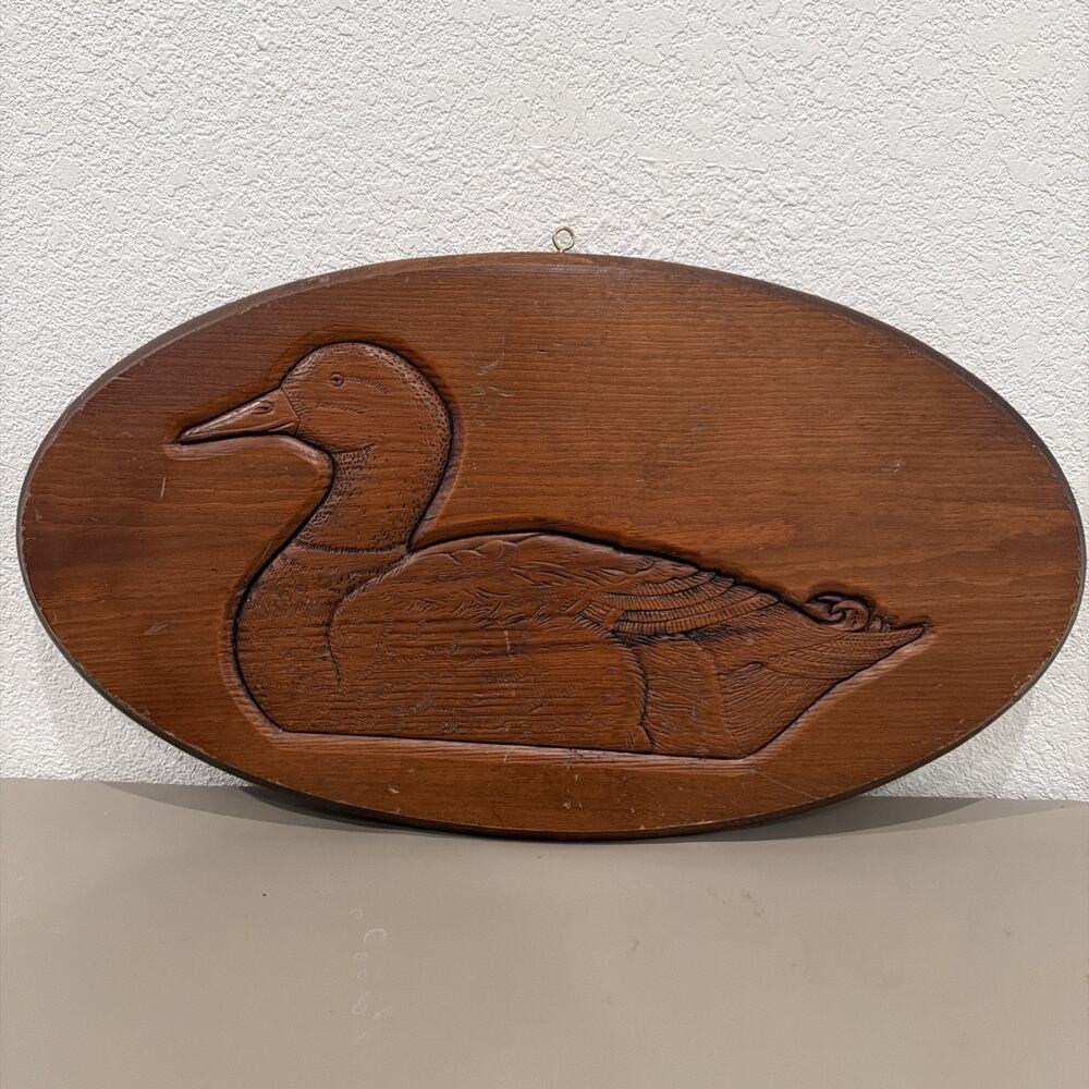 Hand-Carved Ralph Lauren Aesthetic Wooden Duck Decoy Vintage Rustic Primitive